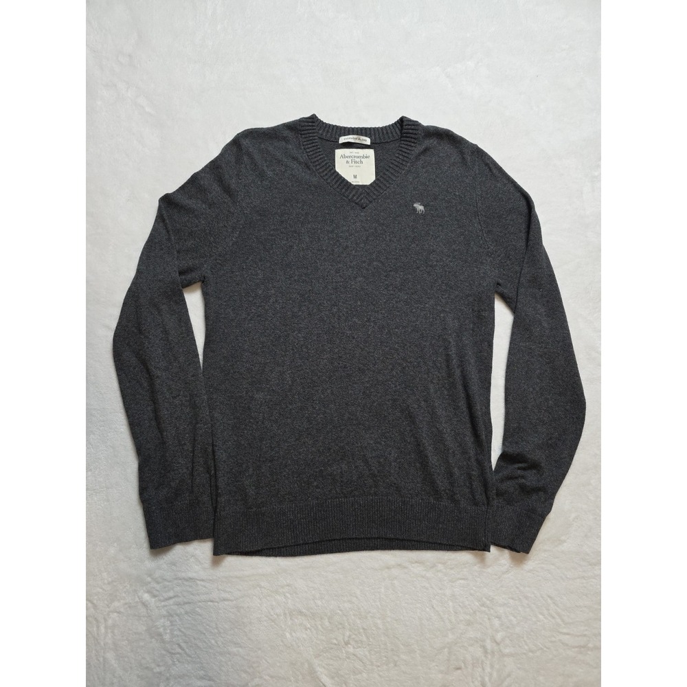 Abercrombie & Fitch Sweater Gray V-Neck Cashmere Blend Casual Preppy Size Medium